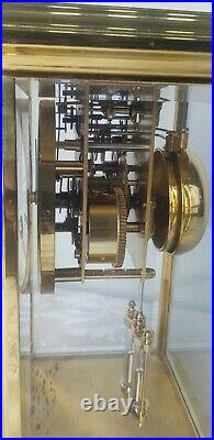 Brass Vintage Four Glass Rapport London Double Bell strike Mantle Clock