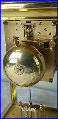 Brass Vintage Four Glass Rapport London Double Bell strike Mantle Clock