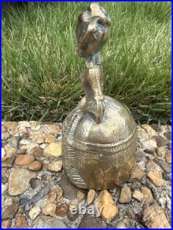 Brass Vintage Unique Doll Shape Rare Hand Casted Bell Sounds Well. G70-234