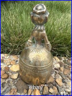 Brass Vintage Unique Doll Shape Rare Hand Casted Bell Sounds Well. G70-234