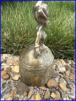 Brass Vintage Unique Doll Shape Rare Hand Casted Bell Sounds Well. G70-234