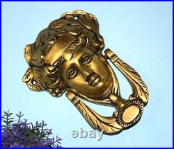 Brass Woman Face Door Bell Art Nouvou Athena Knocker Front Door Furniture EK945