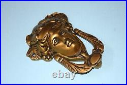 Brass Woman Face Door Bell Art Nouvou Athena Knocker Front Door Furniture EK945