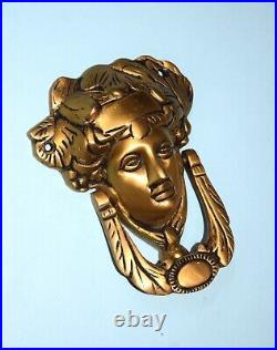 Brass Woman Face Door Bell Art Nouvou Athena Knocker Front Door Furniture EK945