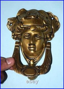 Brass Woman Face Door Bell Art Nouvou Athena Knocker Front Door Furniture EK945
