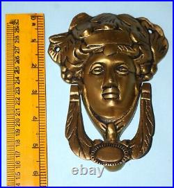 Brass Woman Face Door Bell Art Nouvou Athena Knocker Front Door Furniture EK945