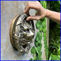 Bronze Lion Door Knocker Bell Handle Brass Lion Door Gate Knob Hardware Decor