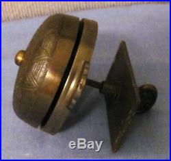 Bronze Twist Door Bell Antique Brass Door Non Electric Hand Crank Turn RARE