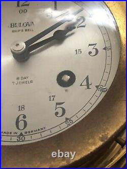 Bulova Brass Ships Bell Clock 8 Day 7 Jewels Working No Key