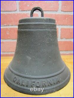 CALIFORNIA Old Bell Bronze Brass Mission Church State Embossed Lettering Patina