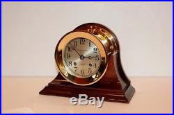 CHELSEA ANTIQUE SHIPS BELL CLOCK 4 1/2 DIAL Circa 1920s RED BRASS RESTORED