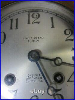 CHELSEA Automatic SHIP'S BELL CLOCK 1926 Working Strike RARE EARLY Yacht Boston