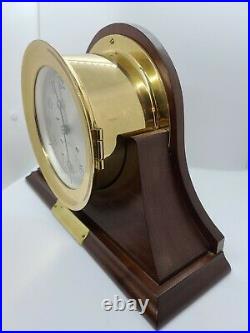 CHELSEA Brass SHIP'S BELL Nautical Round Hinged Bezel Mantel Clock with Stand
