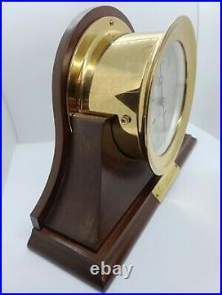 CHELSEA Brass SHIP'S BELL Nautical Round Hinged Bezel Mantel Clock with Stand