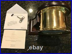 CHELSEA SHIPSTRIKE Ship's Bell Mantle Clock Brass 6 Mahogany Stand with KEY