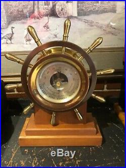 CHELSEA Vintage Ship's Bell Barometer / Thermometer'CLAREMONT' Captain's Wheel