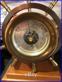 CHELSEA Vintage Ship's Bell Barometer / Thermometer'CLAREMONT' Captain's Wheel