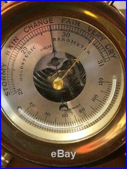 CHELSEA Vintage Ship's Bell Barometer / Thermometer'CLAREMONT' Captain's Wheel