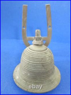 C. 1900 Antique 5.5 Ship School BRASS Horseshoe Mount INDIA Bell with Verdigris