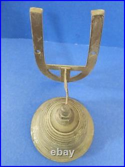 C. 1900 Antique 5.5 Ship School BRASS Horseshoe Mount INDIA Bell with Verdigris