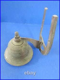 C. 1900 Antique 5.5 Ship School BRASS Horseshoe Mount INDIA Bell with Verdigris