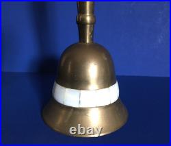 C. 1935? PEARL INLAY? Vintage Antique OLD BRASS Dinner Tea Bell ETHOS? SONOMA