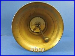 C. 1940 Antique 7 Ship School BRASS Horseshoe Mount BAD LUCK Bell with Verdigris