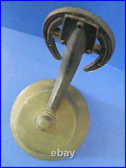 C. 1940 Antique 7 Ship School BRASS Horseshoe Mount BAD LUCK Bell with Verdigris