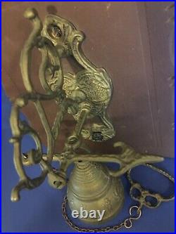 C. 1940? Tibetan? Antique Vintage Monastery OLD BRASS Wood Wall-Mount 8 Bell