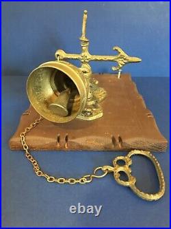 C. 1940? Tibetan? Antique Vintage Monastery OLD BRASS Wood Wall-Mount 8 Bell