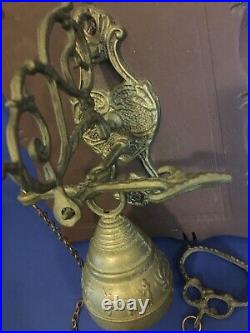 C. 1940? Tibetan? Antique Vintage Monastery OLD BRASS Wood Wall-Mount 8 Bell