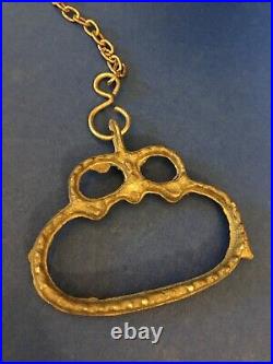 C. 1940? Tibetan? Antique Vintage Monastery OLD BRASS Wood Wall-Mount 8 Bell