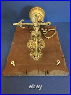 C. 1940? Tibetan? Antique Vintage Monastery OLD BRASS Wood Wall-Mount 8 Bell