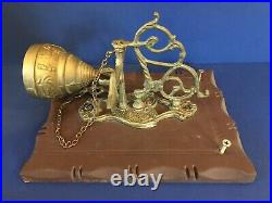 C. 1940? Tibetan? Antique Vintage Monastery OLD BRASS Wood Wall-Mount 8 Bell