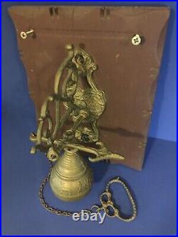 C. 1940? Tibetan? Antique Vintage Monastery OLD BRASS Wood Wall-Mount 8 Bell