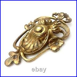 Ca. 1890 Art Nouveau Electric Doorbell Brass Door Bell Vtg Antique Flora Nature