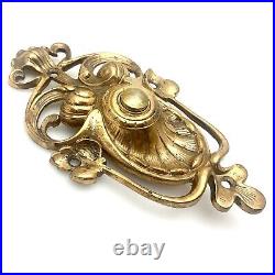 Ca. 1890 Art Nouveau Electric Doorbell Brass Door Bell Vtg Antique Flora Nature