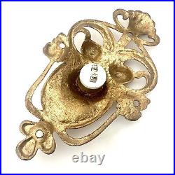 Ca. 1890 Art Nouveau Electric Doorbell Brass Door Bell Vtg Antique Flora Nature