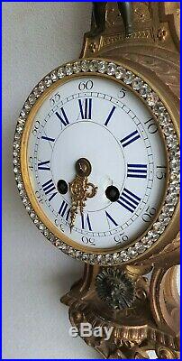 Cartel Clock L. P Japy 1878 43cm Case 8 Day Bells Strike Pendulum Antique French