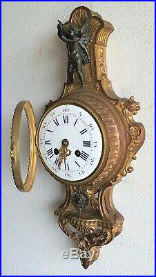 Cartel Clock L. P Japy 1878 43cm Case 8 Day Bells Strike Pendulum Antique French