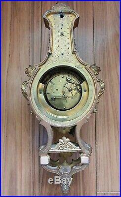 Cartel Clock L. P Japy 1878 43cm Case 8 Day Bells Strike Pendulum Antique French