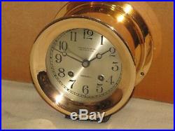 Chelsea Antique Ships Bell Clock4 1/2 In Dial1922red Brasshinged Bezel