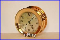 Chelsea Antique Ships Bell Clock With Rare Engraved 6 Dialred Brass 1917