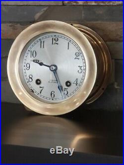 Chelsea Classic, Maritime Ship's Bell Clock, Solid Brass, 4 7/8 Dia