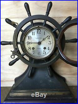 Chelsea Clock Company Ship's Bell Brass Mantel Clock circa 1920's