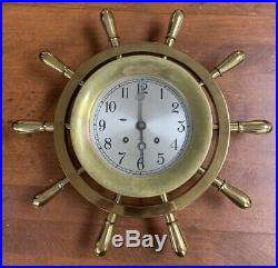 Chelsea Ship Bell 14 Ships Wheel Clock Brass 14