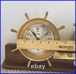 Chelsea Ship's Bell Clock & Barometer Set On Wood Stand Boston U. S. A. Vintage