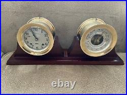 Chelsea Ship's Bell Clock and Barometer Set 3.75 Dial with Base, Key & Screws