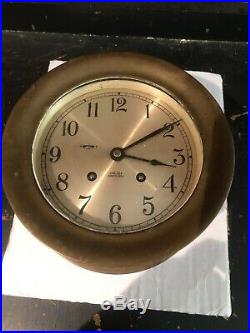 Chelsea Ship's Bell Heavy Brass Nautical Clock 5 3/16 FACE OVERALL 7 3/16