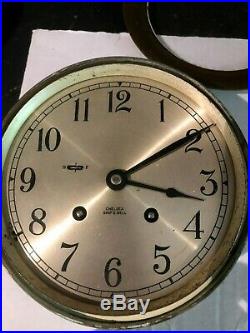 Chelsea Ship's Bell Heavy Brass Nautical Clock 5 3/16 FACE OVERALL 7 3/16